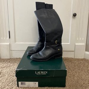 Lauren by Ralph Lauren black leather knee high boots size 7